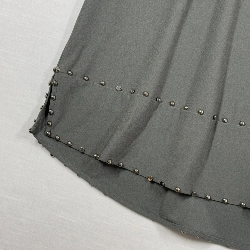 Carmen Narc Valvo Top Womens 14 Gray Beaded Work Office Business Edgy Chic - Picture 4 of 10